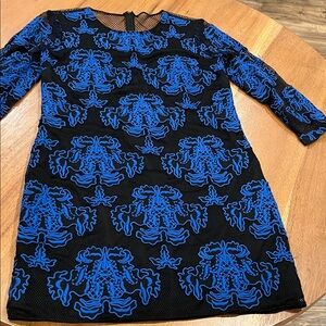 Sachin + Babi Black and Blue Long Sleeve Dress Gorgeous